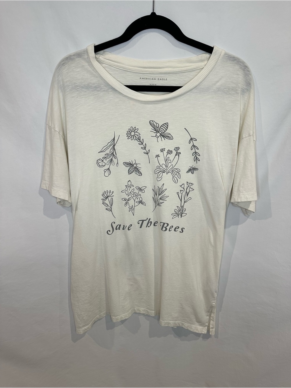 American Eagle Outfitters White 'Save The Bees' Graphic Tee